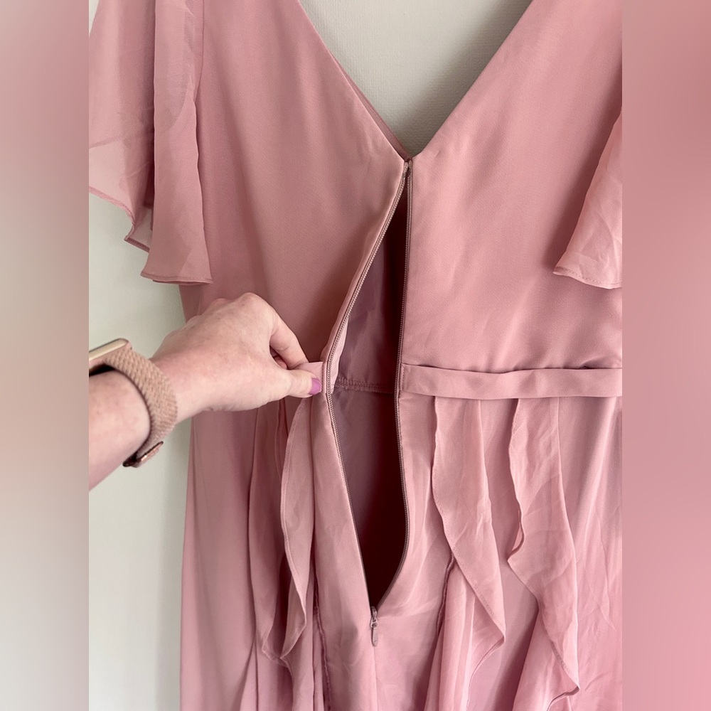 NWT AZAZIE Watson Dusty Rose Mauve Chiffon Gown Formal Maxi Dress Bridesmaid 14 - Picture 14 of 14